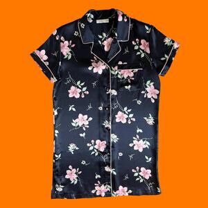00's vintage floral satin night gown sleep shirt MEDIUM Morgan Taylor